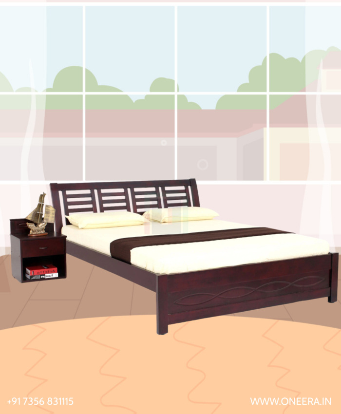 The online furniture store in Kerala. Oneera Wooden Oneera Queen Size Bed Timeless Elegance and Premium Comfort